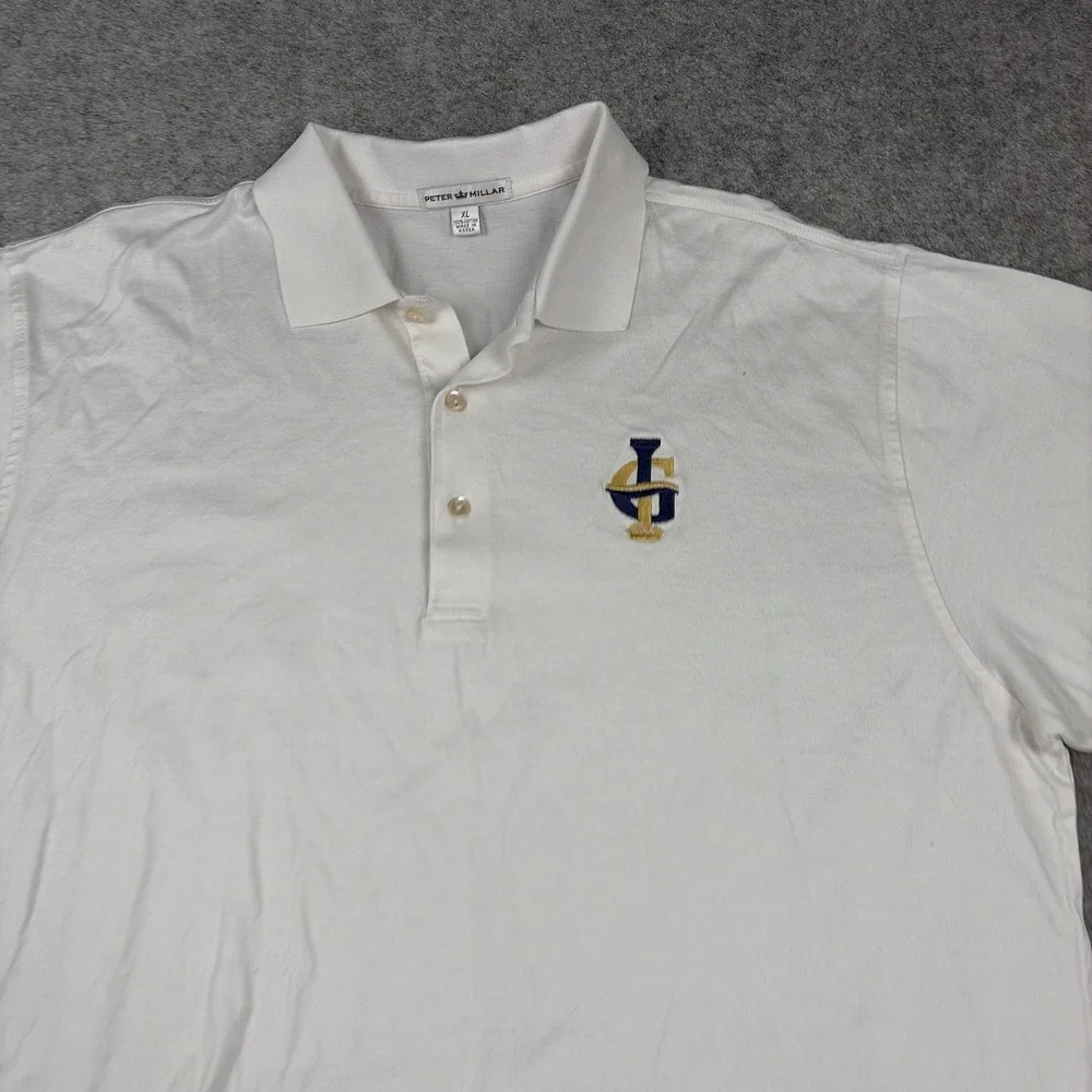 Peter Millar‎ Polo Shirt Mens XL White Integrity Golf Course Construction Cotton